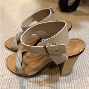 Women's Beige and Tan Heeled Sandals- Intropia Brand- Made in Spain